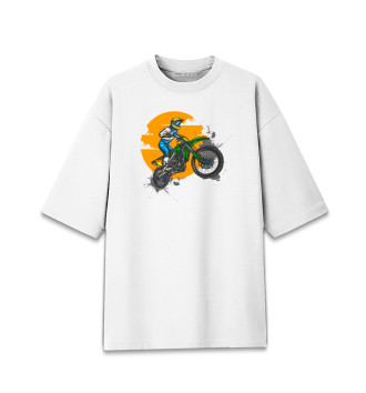 Женская Хлопковая футболка оверсайз Мотоциклист