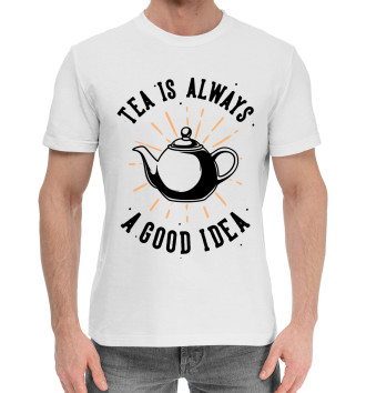 Мужская Хлопковая футболка Tea is always a good idea