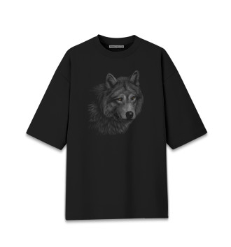 Хлопковая футболка оверсайз Волк
