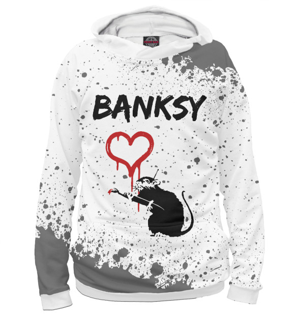 Худи Banksy - Крыса и Сердечко для девочек 