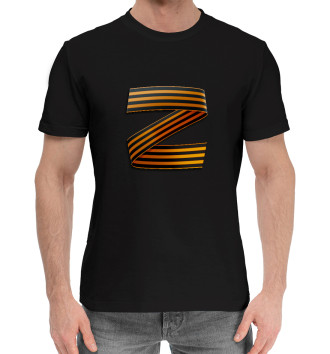 Мужская Хлопковая футболка Z и V ленты на фоне дыма