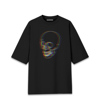 Мужская Хлопковая футболка оверсайз Neon skull