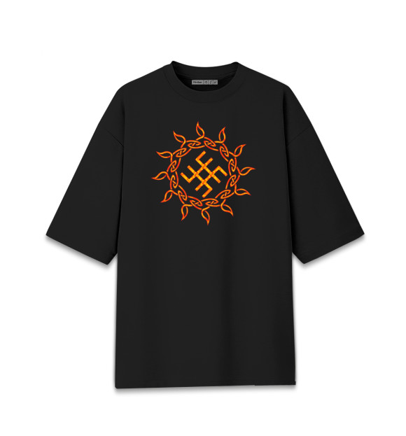 Мужская Хлопковая футболка оверсайз Славянский символ Сварог