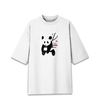 Мужская Хлопковая футболка оверсайз Панда и сон