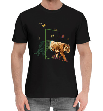 Мужская Хлопковая футболка Акварельный Тигр - Коллаж