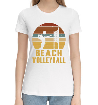 Женская Хлопковая футболка Пляжный волейбол