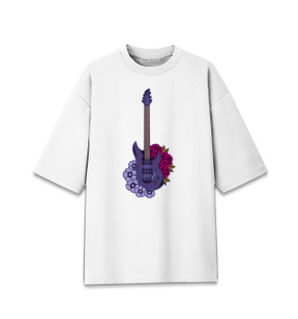 Женская Хлопковая футболка оверсайз Гитара и цветы