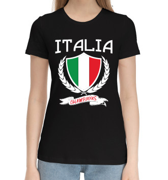 Женская Хлопковая футболка Italia Champions