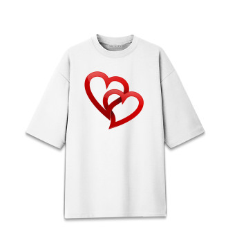 Женская Хлопковая футболка оверсайз Сердца