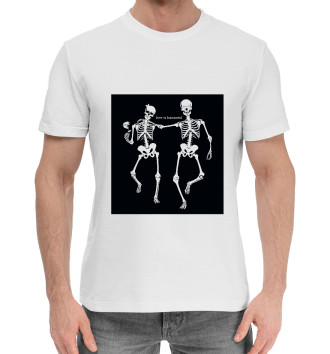Мужская Хлопковая футболка Любовь скелетов