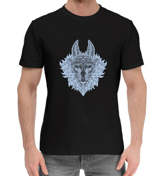 Мужская Хлопковая футболка Волк (blue)