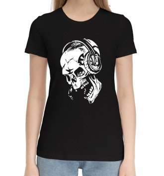 Женская Хлопковая футболка Cool skull