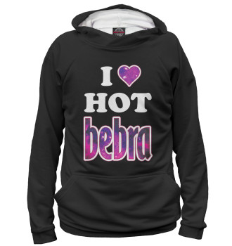 Худи для мальчиков I Love Hot Bebra на чёрном фоне