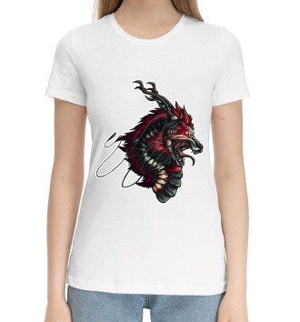 Женская Хлопковая футболка Дракон