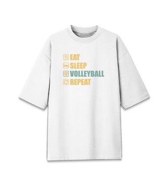 Хлопковая футболка оверсайз Есть, спать, волейбол