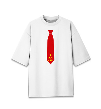 Мужская Хлопковая футболка оверсайз Советский галстук