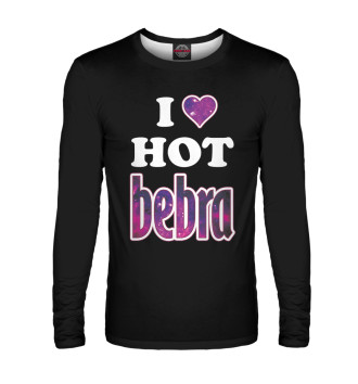 Лонгслив I Love Hot Bebra на чёрном фоне