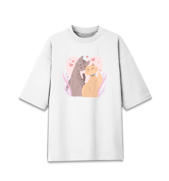 Женская Хлопковая футболка оверсайз Кошки