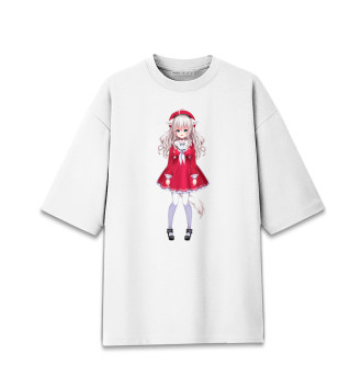 Женская Хлопковая футболка оверсайз Девочка аниме