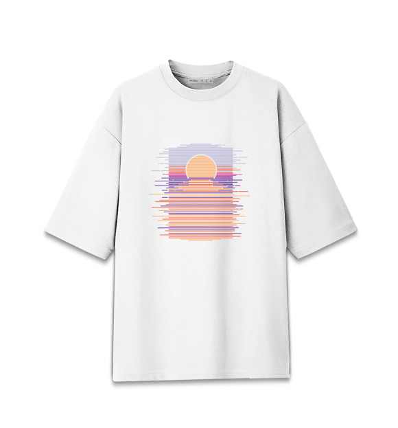 Мужская Хлопковая футболка оверсайз Geometric Sunset