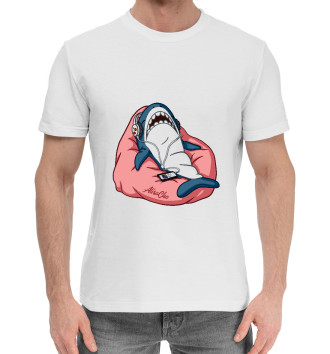 Мужская Хлопковая футболка Акула розовая