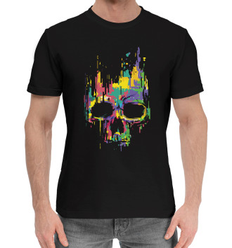 Мужская Хлопковая футболка Glitch skull