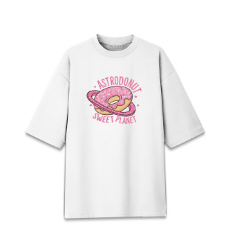Мужская Хлопковая футболка оверсайз Планета Пончик
