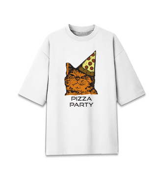 Мужская Хлопковая футболка оверсайз Pizza Party