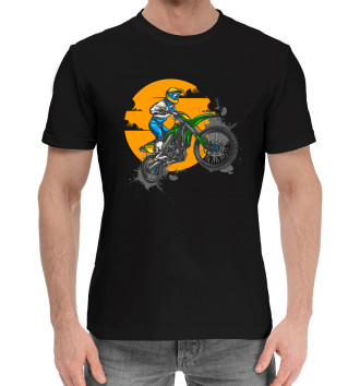 Мужская Хлопковая футболка Мотоциклист