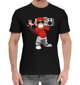 Мужская Хлопковая футболка Горилла с магнитофном