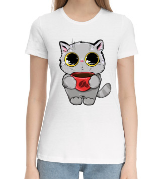 Женская Хлопковая футболка Cat