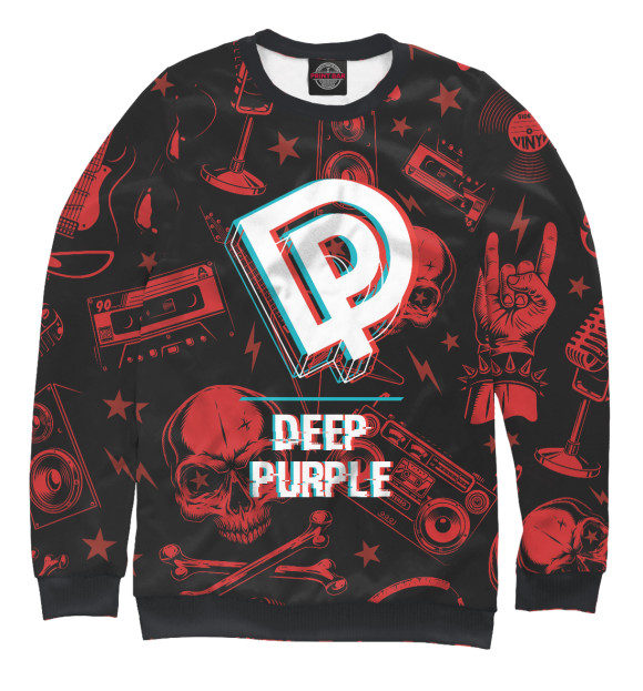 Свитшот Deep Purple Rock Glitch (Red) для девочек 
