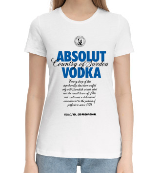 Женская Хлопковая футболка Absolut vodka 0%