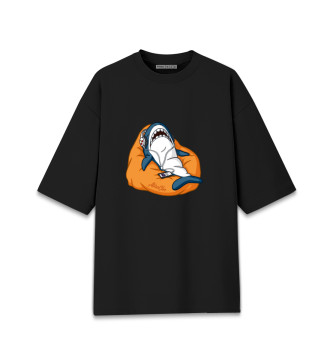 Хлопковая футболка оверсайз Акула оранжевая
