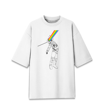 Хлопковая футболка оверсайз Космическая радуга