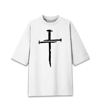 Хлопковая футболка оверсайз Крест из гвоздей
