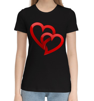 Женская Хлопковая футболка Сердца