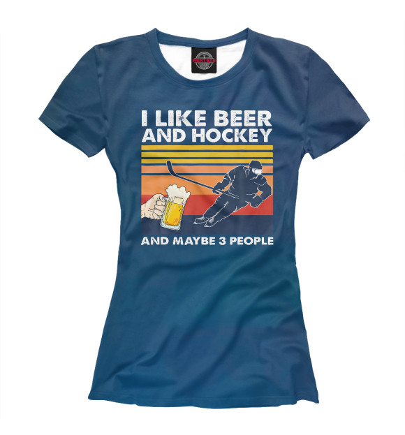 Футболка I Like Beer And Hockey для девочек 