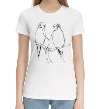 Женская Хлопковая футболка Попугайчики
