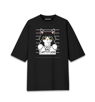 Хлопковая футболка оверсайз Bad Cat