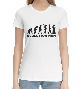 Женская Хлопковая футболка Эволюция монашки
