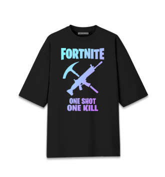 Мужская Хлопковая футболка оверсайз Fortnite, One ShotOne Kill