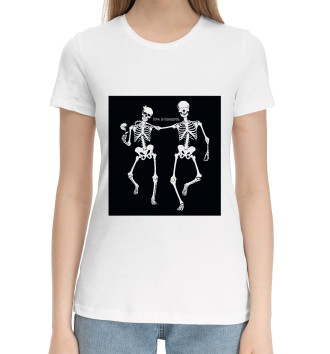 Женская Хлопковая футболка Любовь скелетов