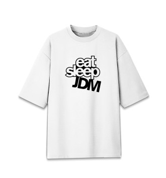 Хлопковая футболка оверсайз Eat Sleep JDM
