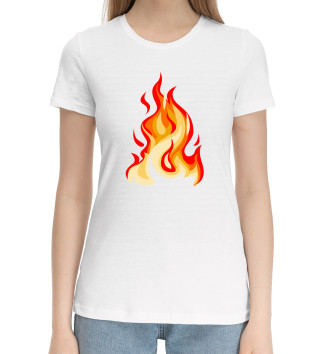 Женская Хлопковая футболка Огонь