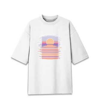 Женская Хлопковая футболка оверсайз Geometric Sunset