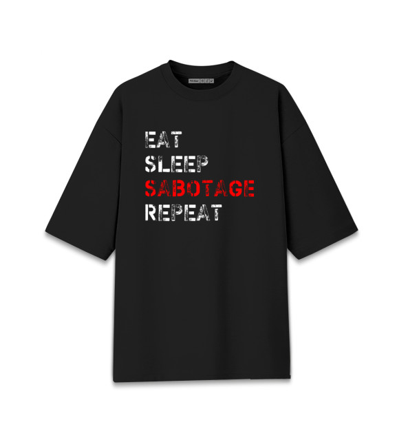 Женская Хлопковая футболка оверсайз Eat Sleep Sabotage Repeat