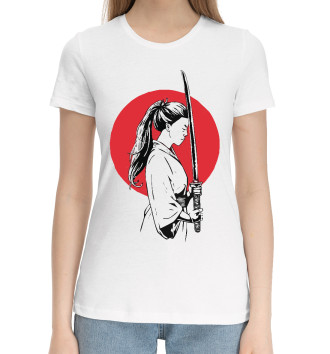Женская Хлопковая футболка Япона воительница