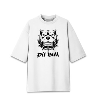 Мужская Хлопковая футболка оверсайз Злой Питбуль (Pit Bull)