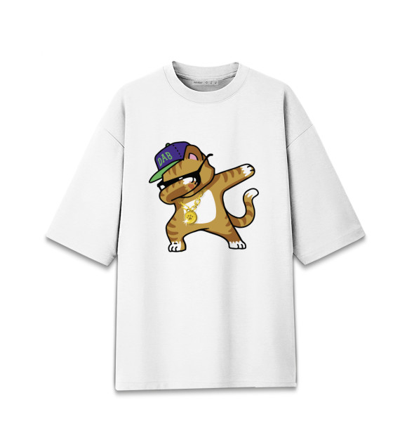 Мужская Хлопковая футболка оверсайз Cat dab